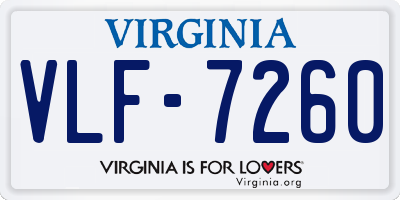 VA license plate VLF7260