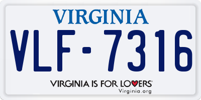 VA license plate VLF7316
