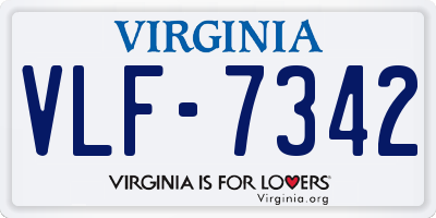 VA license plate VLF7342