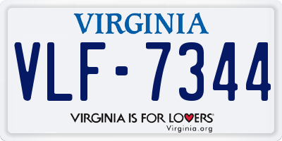 VA license plate VLF7344