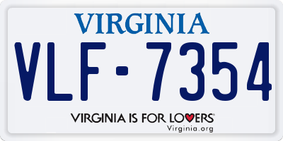 VA license plate VLF7354