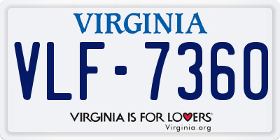VA license plate VLF7360