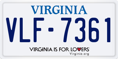 VA license plate VLF7361