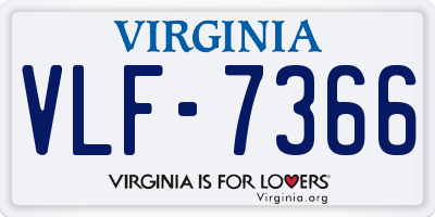 VA license plate VLF7366