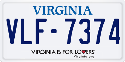 VA license plate VLF7374