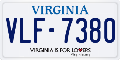 VA license plate VLF7380