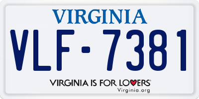 VA license plate VLF7381