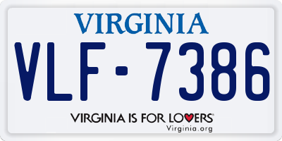 VA license plate VLF7386