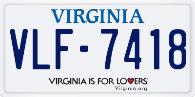 VA license plate VLF7418
