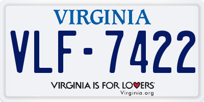 VA license plate VLF7422