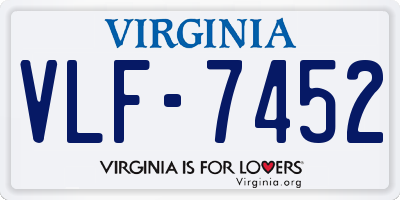 VA license plate VLF7452