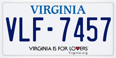 VA license plate VLF7457