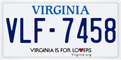 VA license plate VLF7458