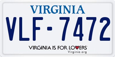 VA license plate VLF7472