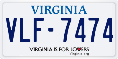 VA license plate VLF7474