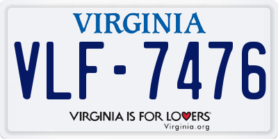 VA license plate VLF7476