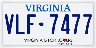 VA license plate VLF7477