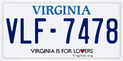VA license plate VLF7478