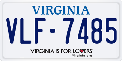 VA license plate VLF7485