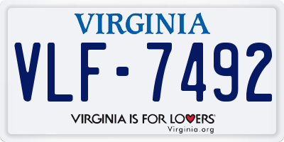VA license plate VLF7492