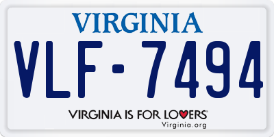 VA license plate VLF7494