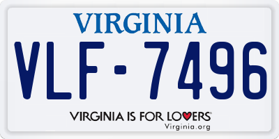 VA license plate VLF7496