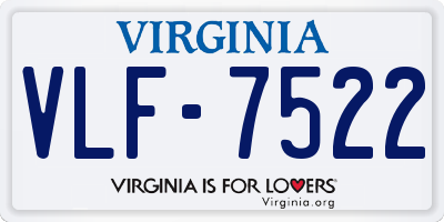 VA license plate VLF7522