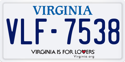 VA license plate VLF7538