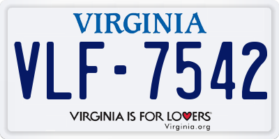 VA license plate VLF7542