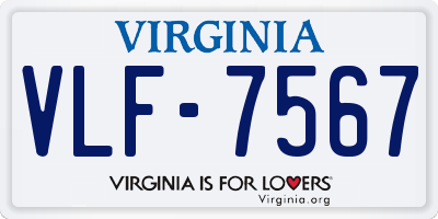 VA license plate VLF7567