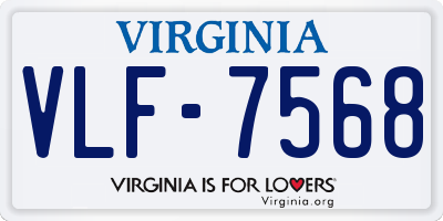 VA license plate VLF7568