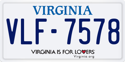 VA license plate VLF7578