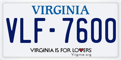 VA license plate VLF7600