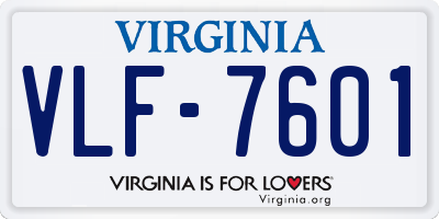 VA license plate VLF7601