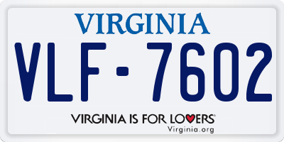 VA license plate VLF7602