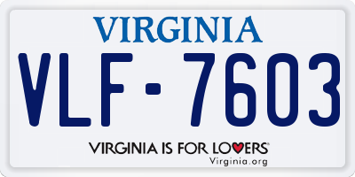 VA license plate VLF7603