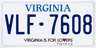 VA license plate VLF7608