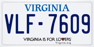 VA license plate VLF7609