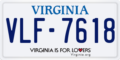 VA license plate VLF7618