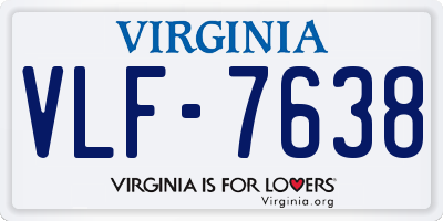 VA license plate VLF7638