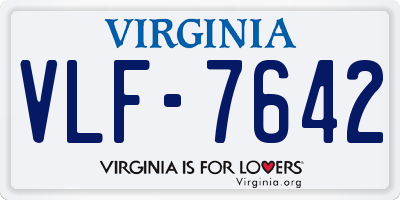 VA license plate VLF7642