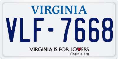 VA license plate VLF7668