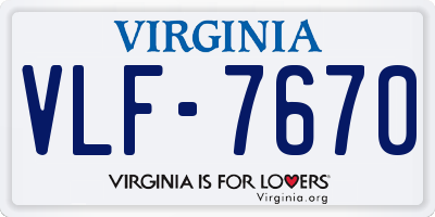 VA license plate VLF7670