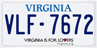 VA license plate VLF7672
