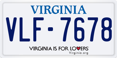 VA license plate VLF7678