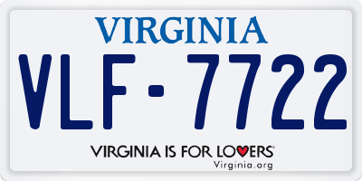 VA license plate VLF7722