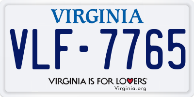 VA license plate VLF7765