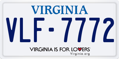 VA license plate VLF7772