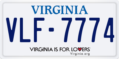 VA license plate VLF7774