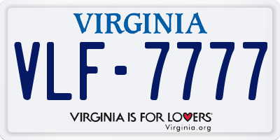 VA license plate VLF7777